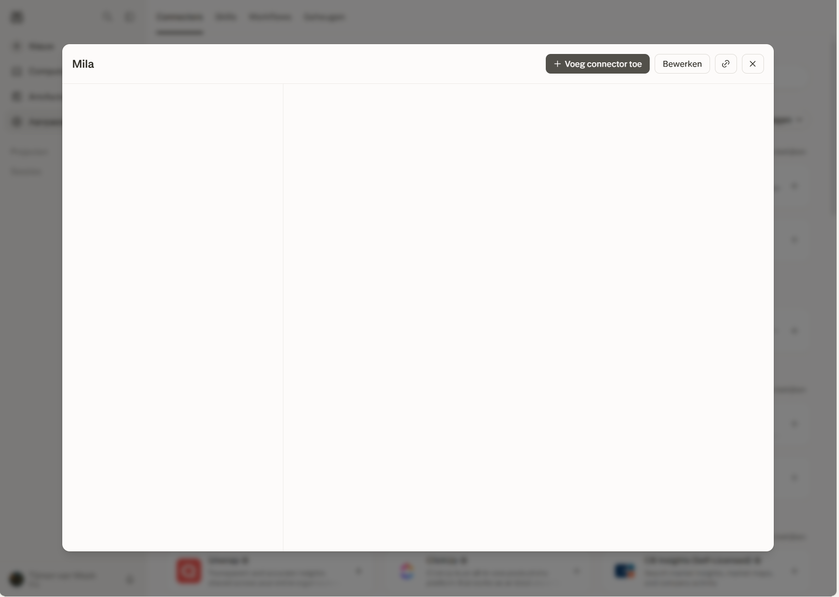 Perplexity context window with the Add connector button
